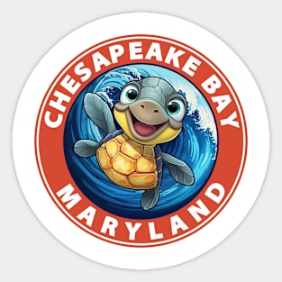 Cheasapeake Bay Maryland Smiling Baby Sea Turtle Souvenir Sticker